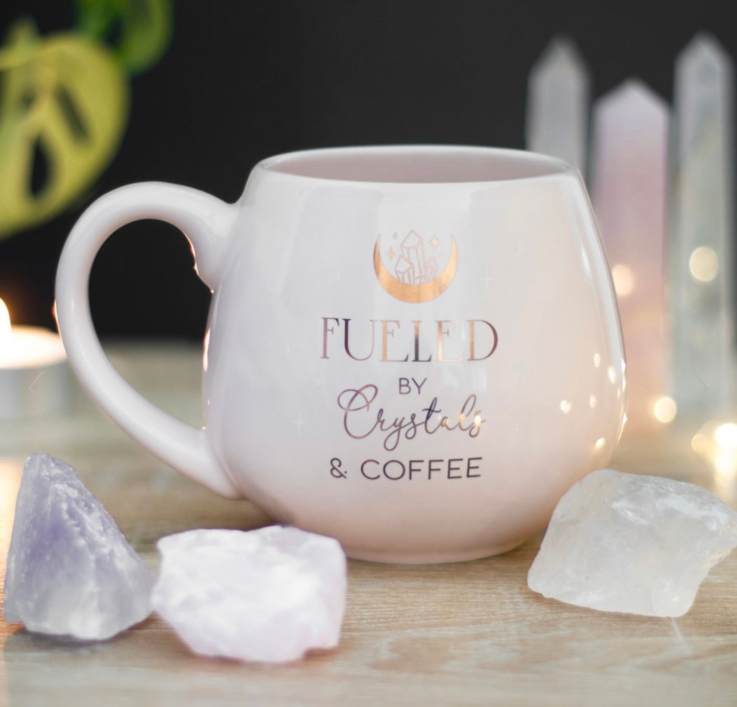 We Love Crystals and Coffee Mug π