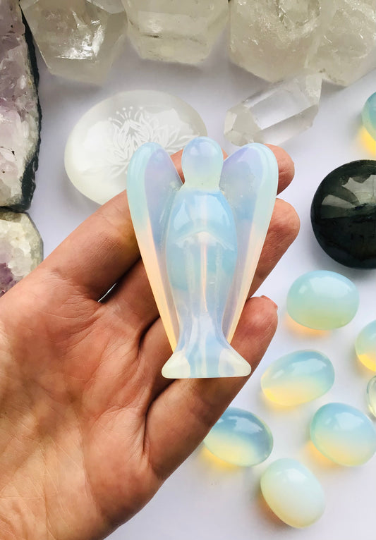 Opalite Angel Large Opalite Carved Angel- Angel Crystal - Opalite Crystal Angel
