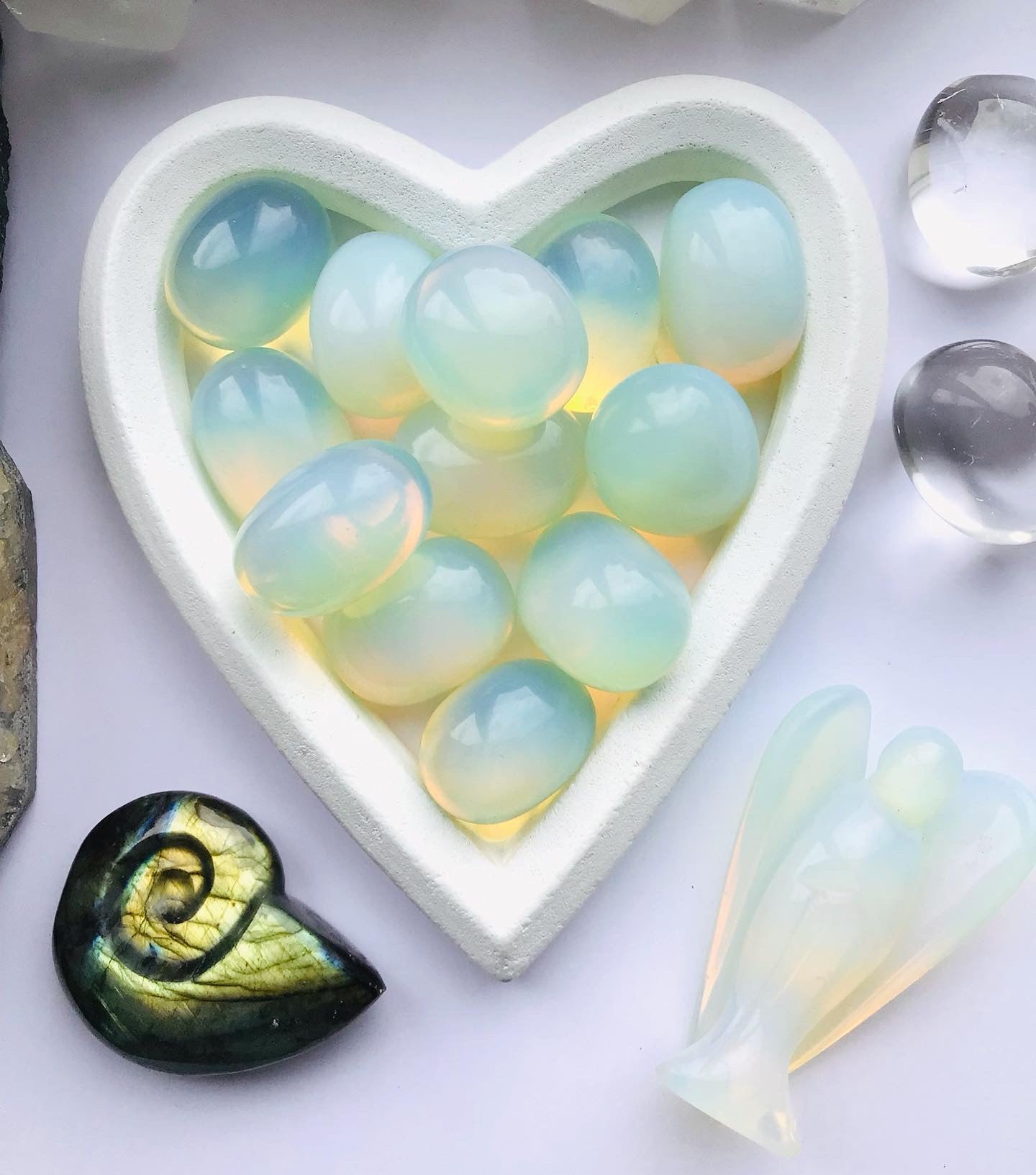 Opalite Angel Large Opalite Carved Angel- Angel Crystal - Opalite Crystal Angel