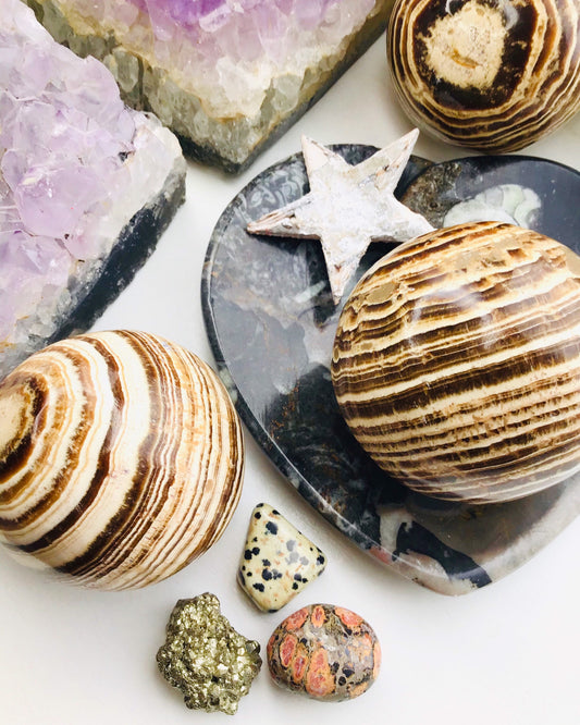 Aragonite Crystal Sphere - Aragonite Crystal Ball - Aragonite Grounding Sphere - Crystal Meditation Ball