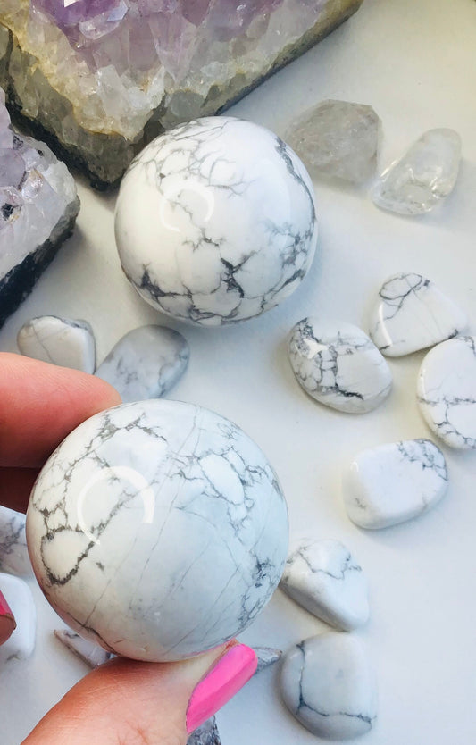 White Howlite Crystal Sphere- Howlite Crystal Calming Sphere