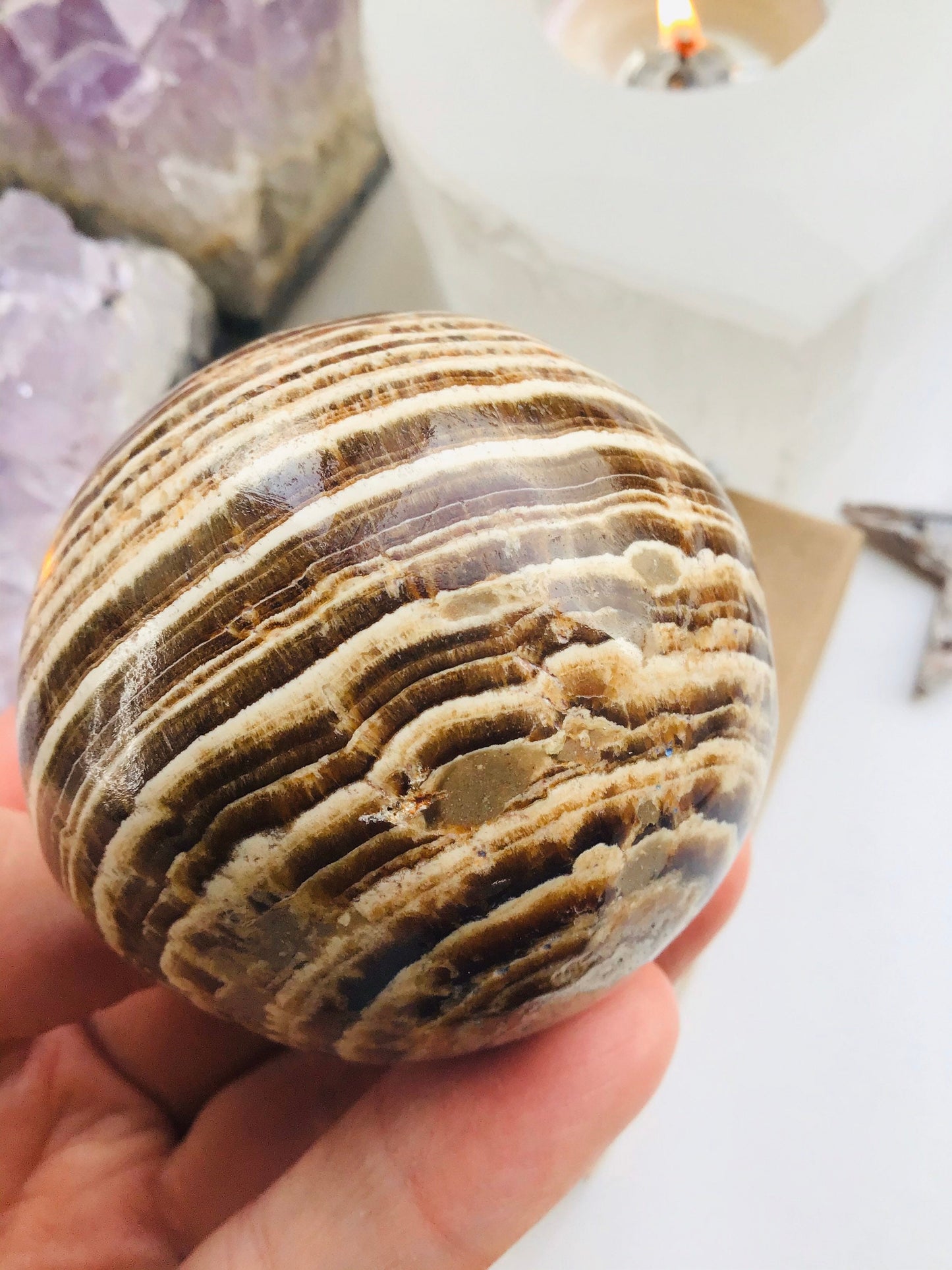 Aragonite Crystal Sphere - Aragonite Crystal Ball - Aragonite Grounding Sphere - Crystal Meditation Ball