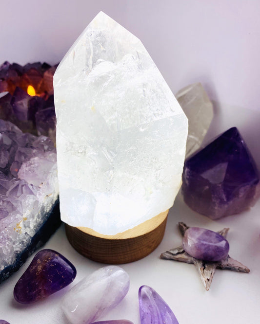 Light Box USB - Light Box Stand For Crystal -Led Light Box - Wood - Circular 6cm