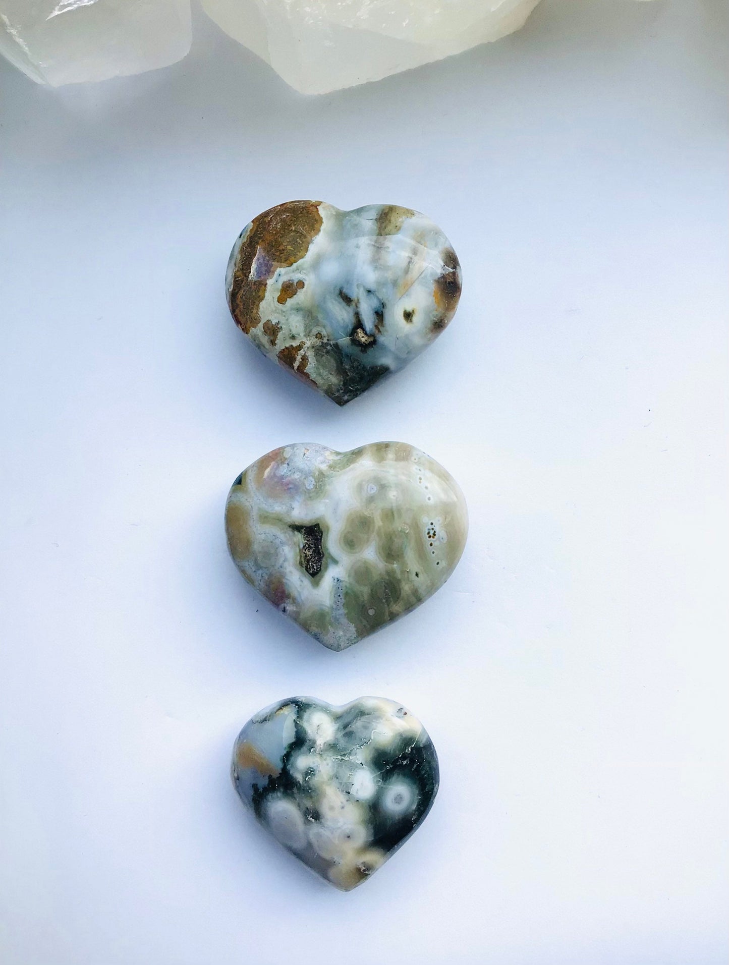 Ocean Jasper Crystal Heart Hand Carved Rare - Ocean Jasper Puff Heart