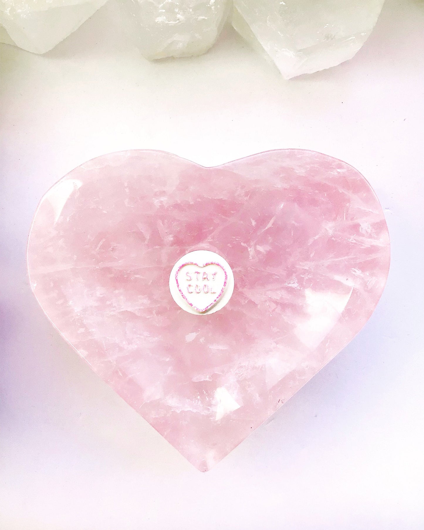 Rose Quartz Bowl Heart Dish - Crystal Heart Trinket Dish - Pink Rose Quartz Bowl - Rose Quartz Heart Bowl- Crystal Trinket Bowl