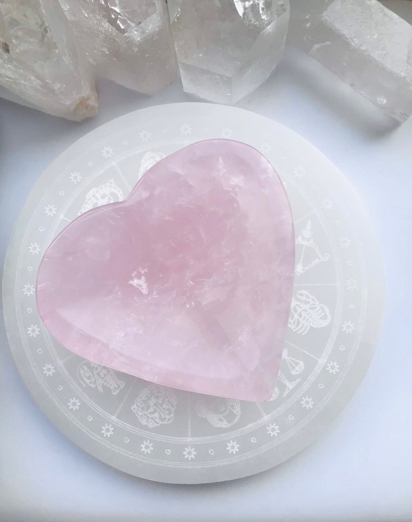 Rose Quartz Bowl Heart Dish - Crystal Heart Trinket Dish - Pink Rose Quartz Bowl - Rose Quartz Heart Bowl- Crystal Trinket Bowl