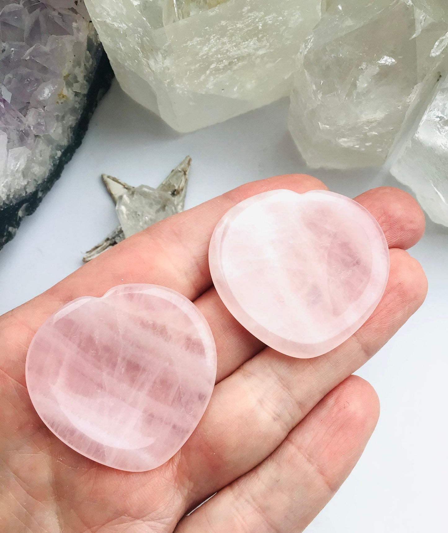 Rose Quartz Crystal Heart Worry Stone - Rose Quartz stress Stone