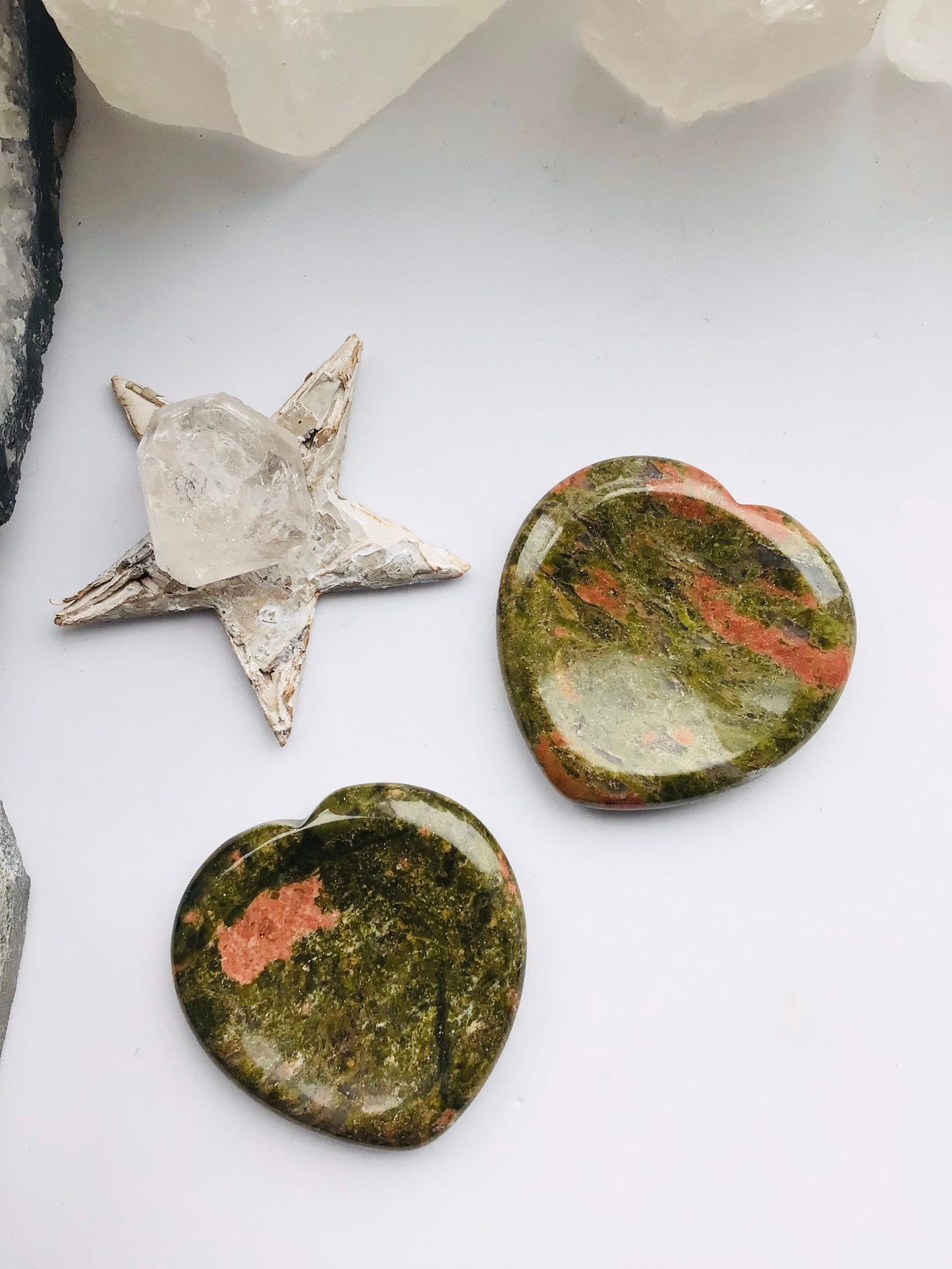 Unakite Worry Stone Heart - Stress Stone - Unakite Thumb stone