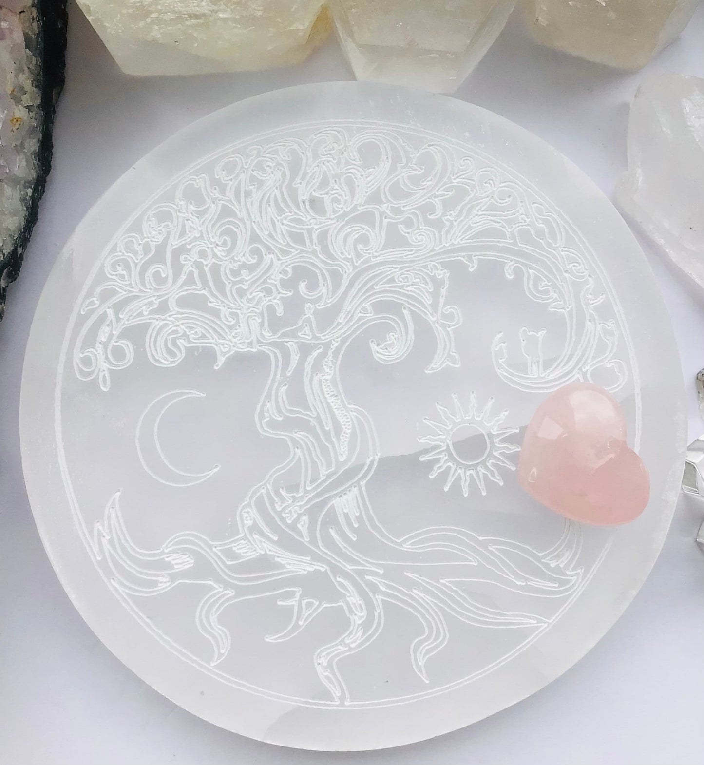 Selenite Crystal Charger Tree of Life
