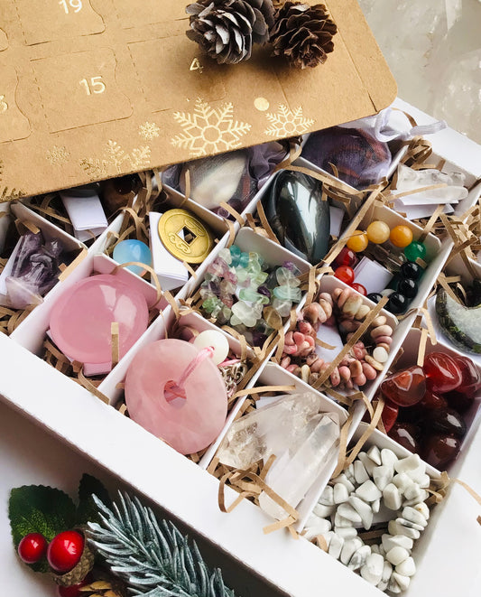 Crystal Advent Calendar 24 Day Crystal Advent Calendar - Eco Friendly -Deluxe High Quality Crystal Advent Calendar- Tumblestones - Crystals