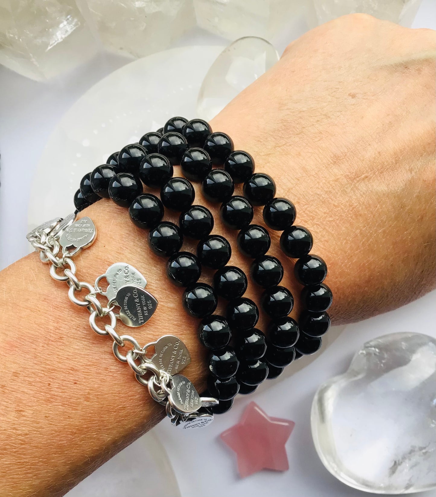 Black Obsidian Crystal Bead Bracelet