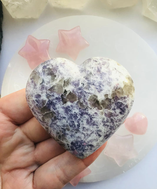 Lepidolite and Pink Tourmaline Heart Large