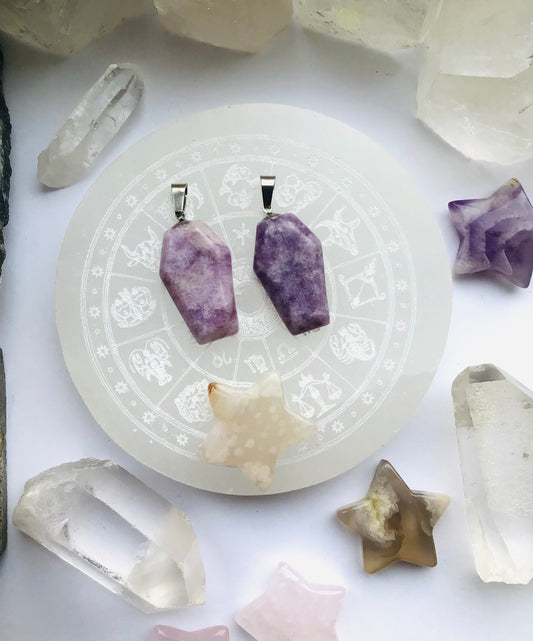 Lepidolite Coffin Pendant