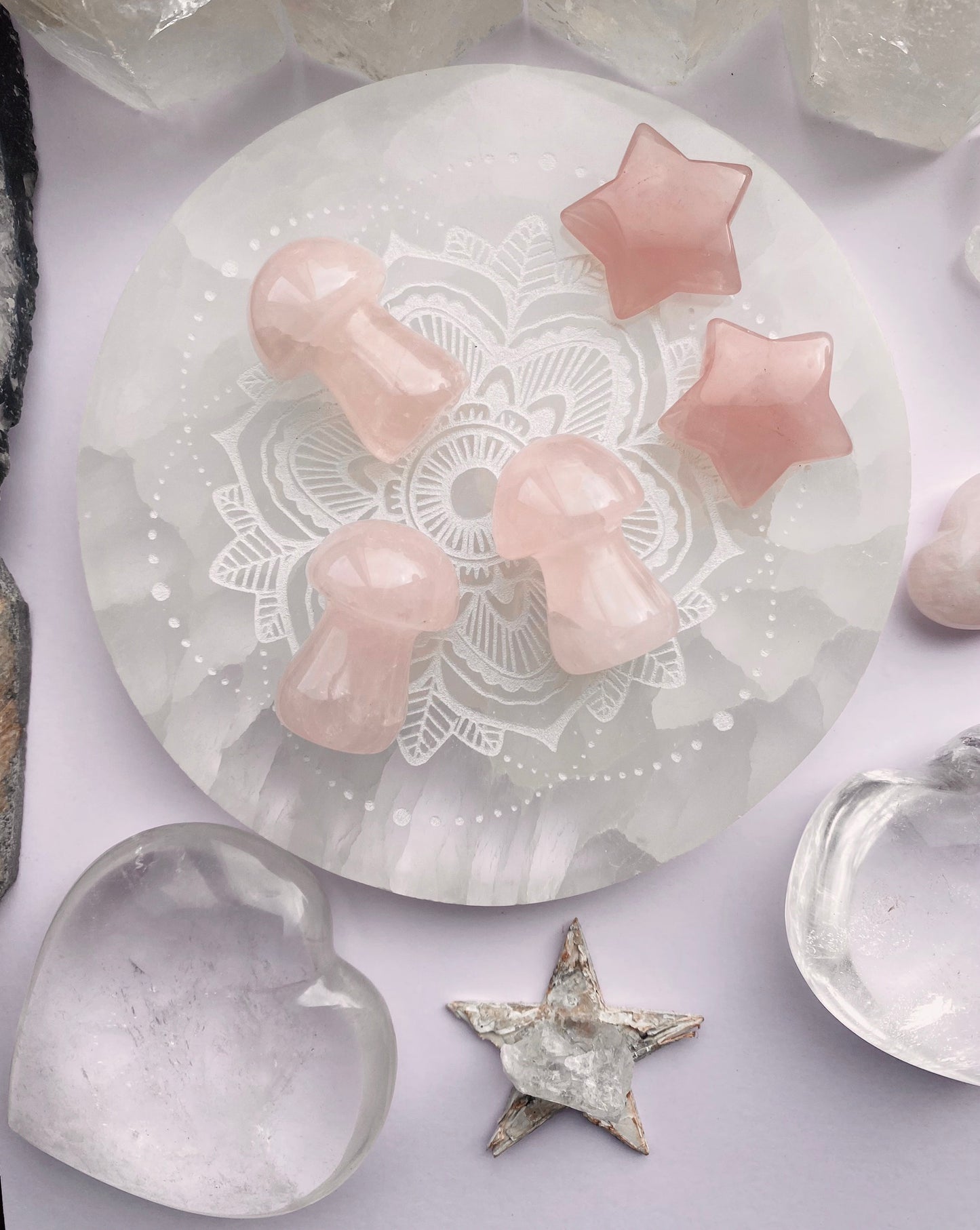 Rose Quartz Crystal Mushroom