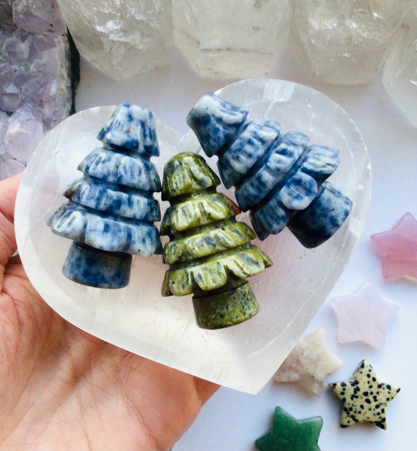 Sodalite Tree Crystal - Grounding Tree Handcarved - Sodalite Crystal Christmas Tree