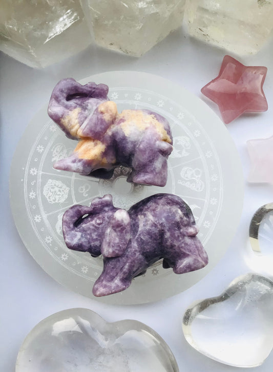 Lepidolite Crystal Elephant