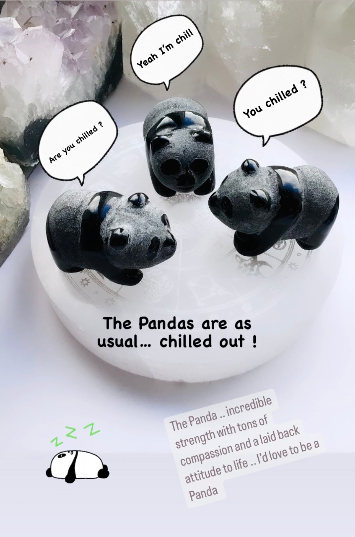 Black Obsidian Crystal Panda Hand Carved