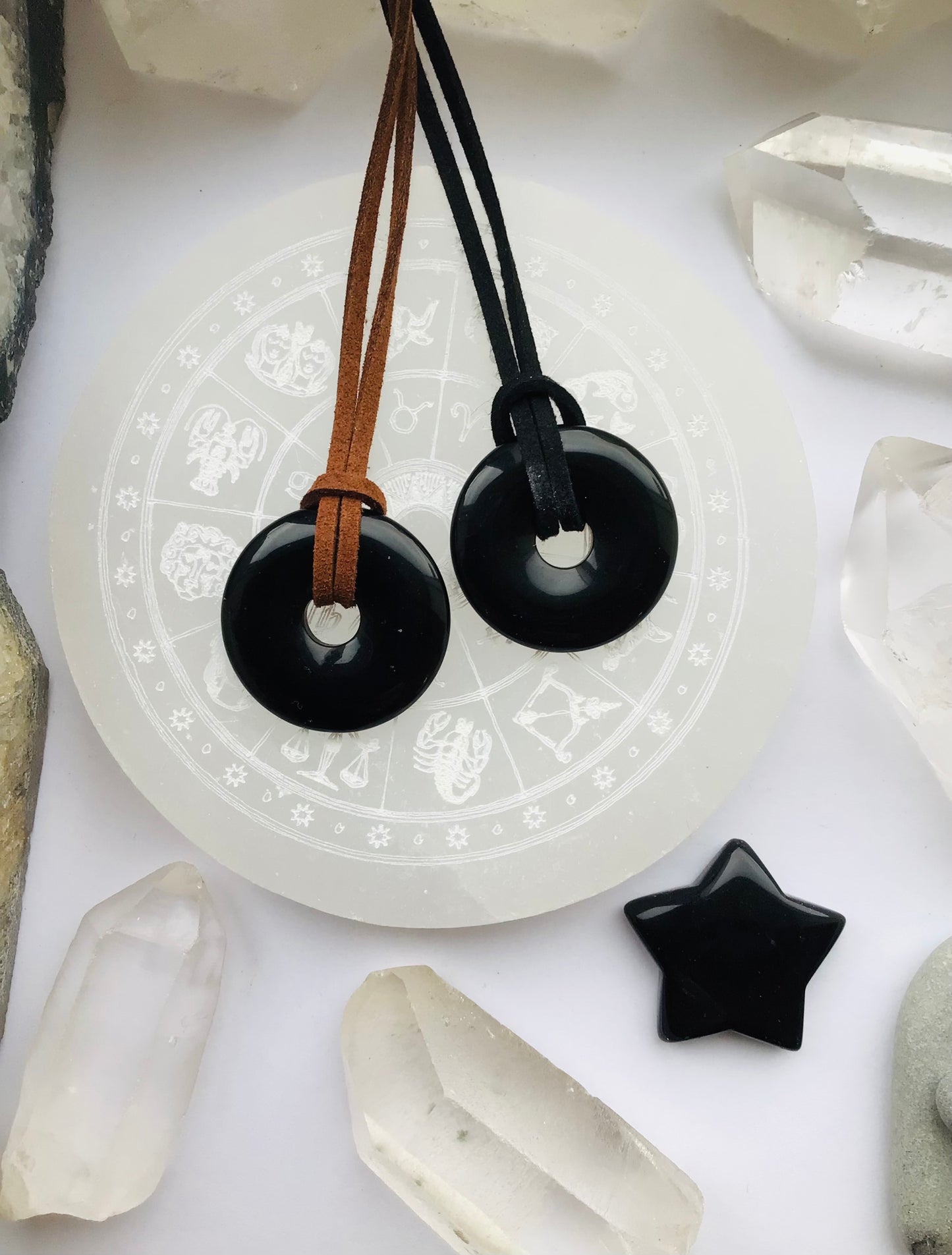 Black Obsidian Pi Stone Crystal Necklace