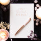 Gratitude Journal and Rose Quartz Crystal Chip Pen Set