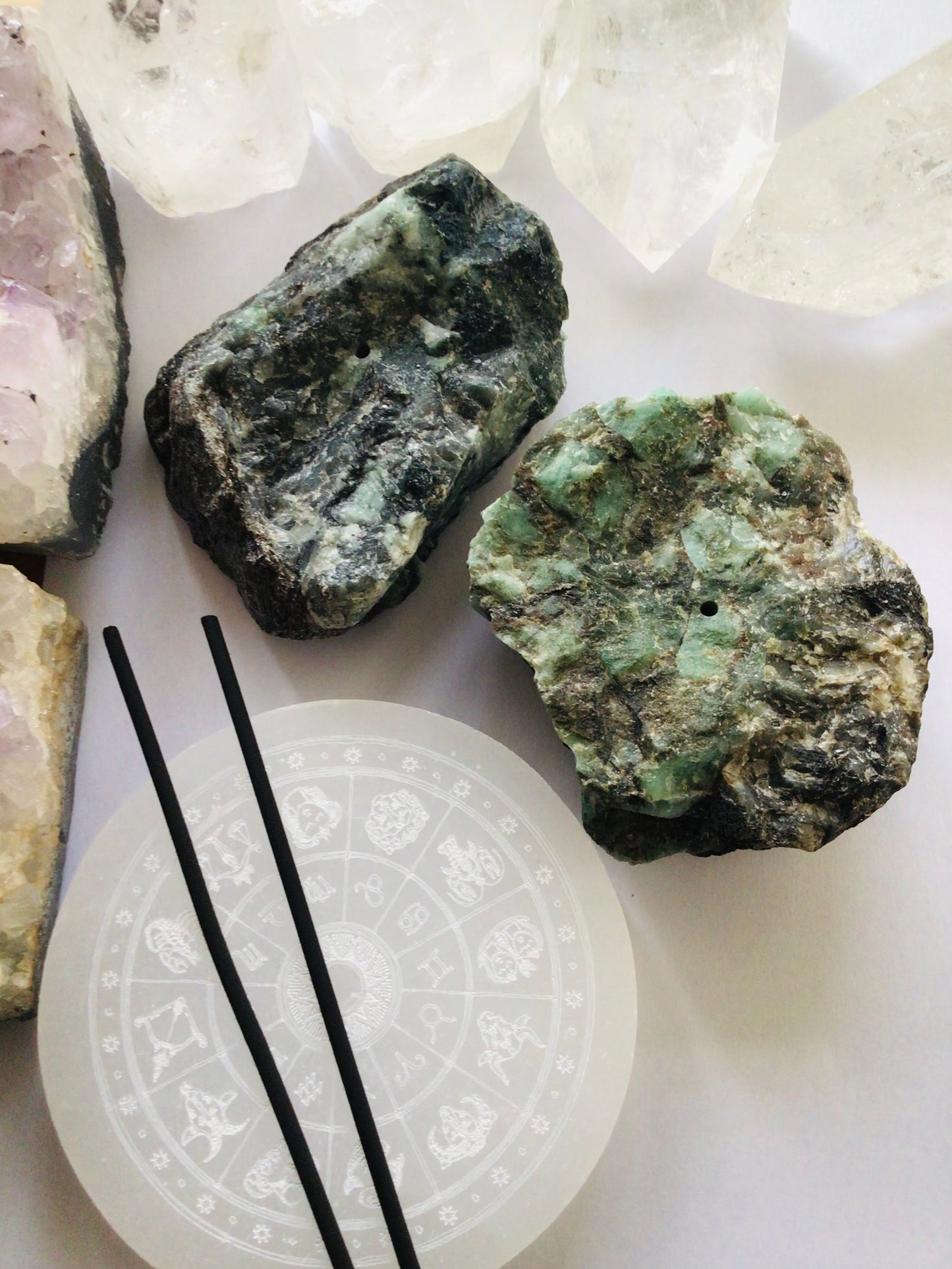 Emerald Crystal Incense Holder