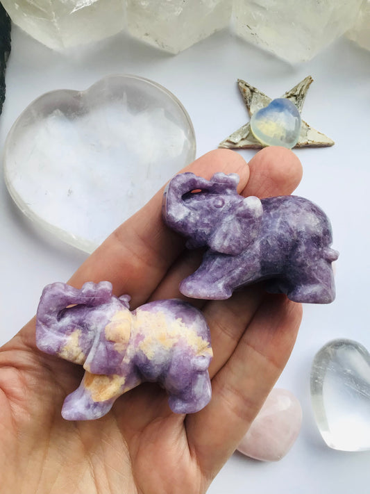 Lepidolite Crystal Elephant