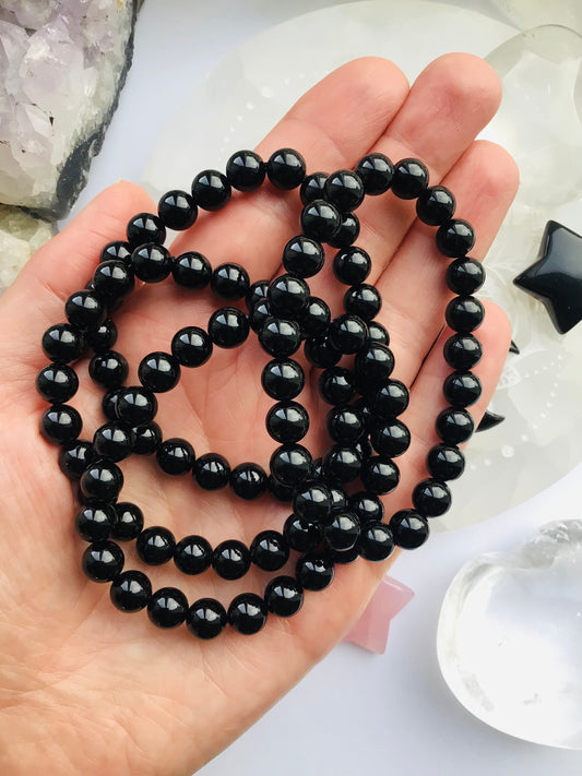 Black Obsidian Crystal Bead Bracelet