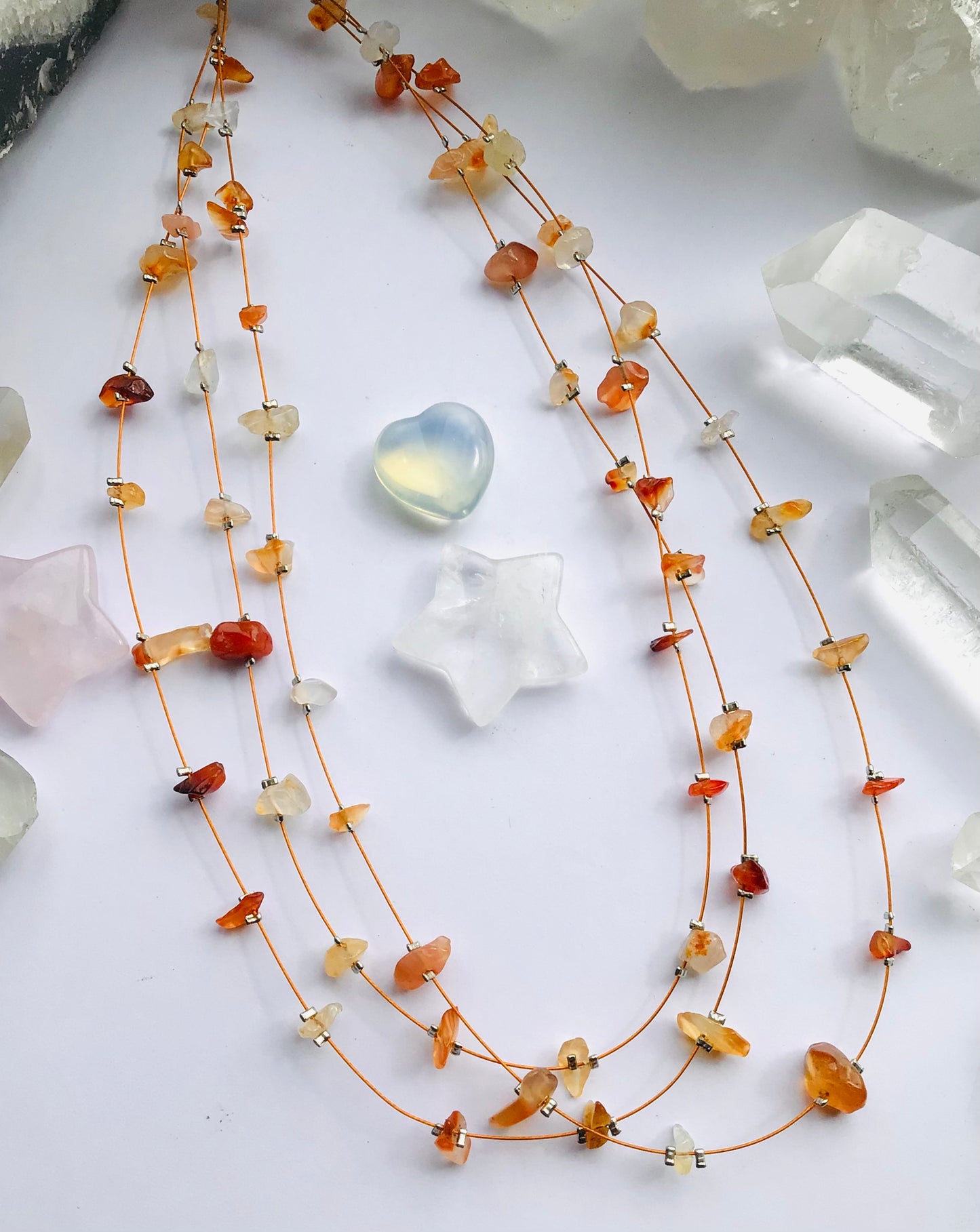 Carnelian Crystal Cascade Necklace