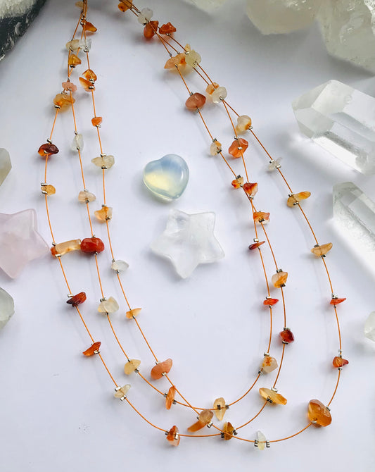 Carnelian Crystal Cascade Necklace