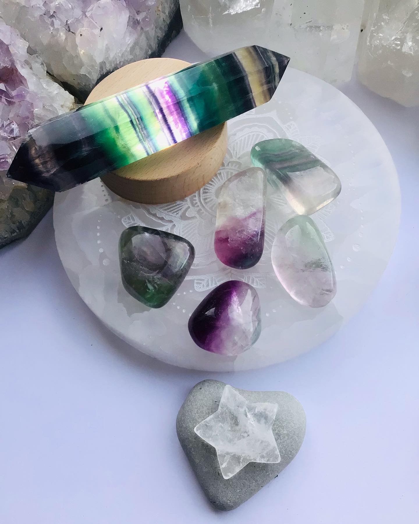 Rainbow Fluorite Wand - Double Terminated