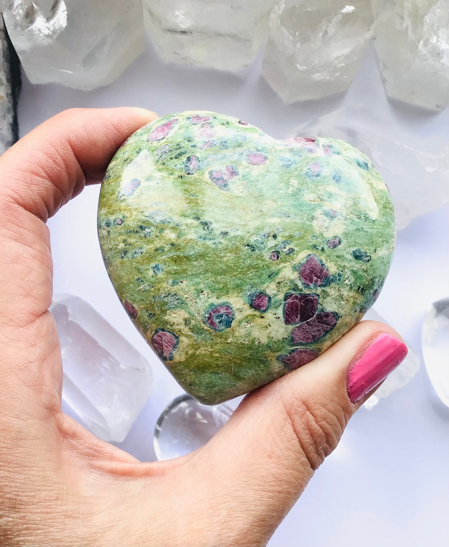 Ruby in Fuchsite Heart