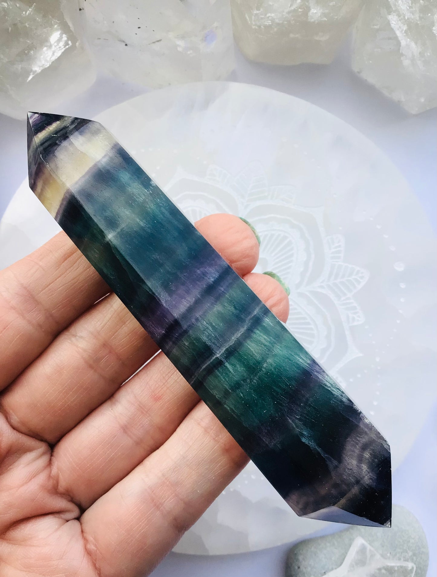 Rainbow Fluorite Wand - Double Terminated