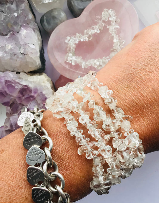 Clear Quartz Crystal Chip Bracelet