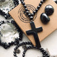 Hematite Bead & Cross Necklace
