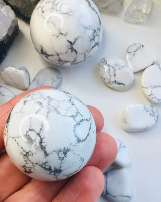 White Howlite Crystal Sphere- Howlite Crystal Calming Sphere