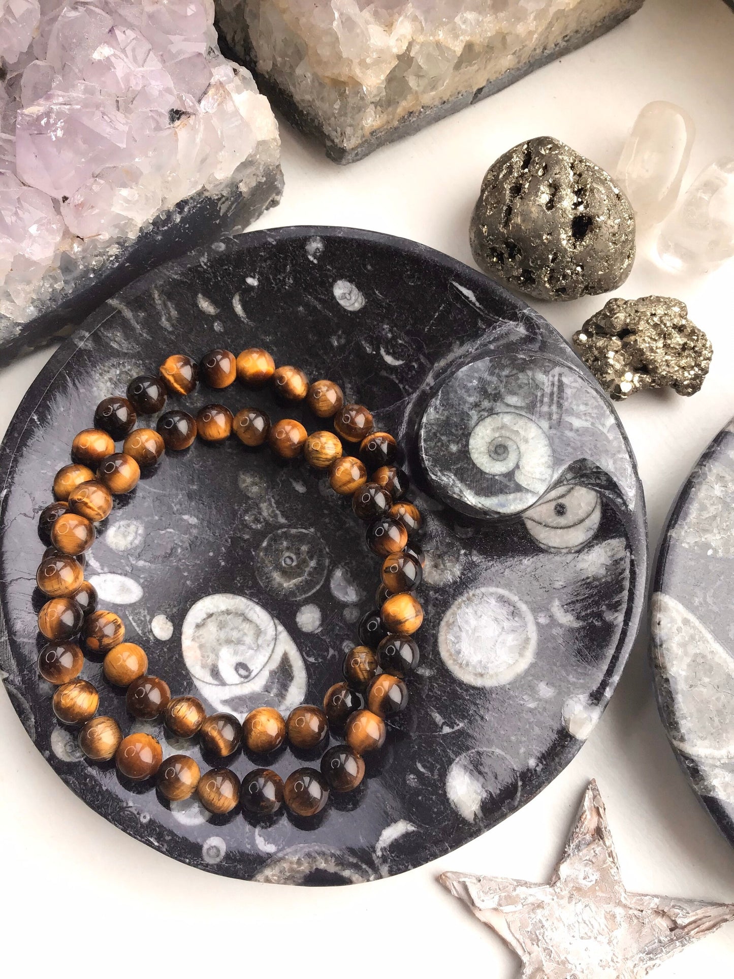 Tigers Eye Crystal Bead Bracelet- Unisex