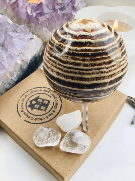 Aragonite Crystal Sphere - Aragonite Crystal Ball - Aragonite Grounding Sphere - Crystal Meditation Ball