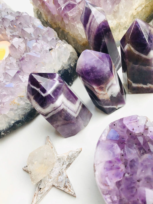 Amethyst Tower- Amethyst Crystal Chevron Tower - Amethyst Point