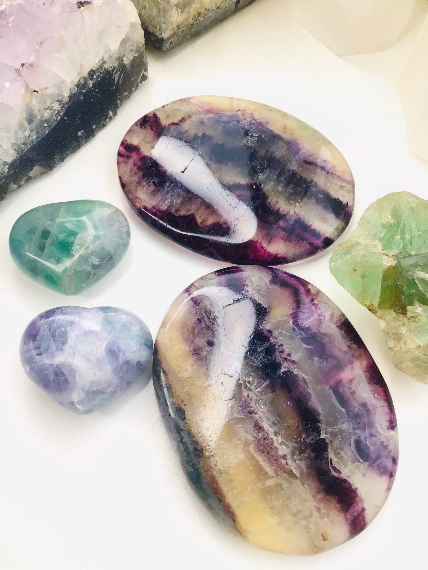 Rainbow Fluorite PalmStone - Rainbow Fluorite Crystal