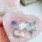 Rose Quartz Bowl Heart Dish - Crystal Heart Trinket Dish - Pink Rose Quartz Bowl  - Rose Quartz Heart Bowl- Crystal Trinket Bowl