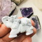 White Howlite Crystal Elephant- Hand Carved Lucky Crystal Elephant