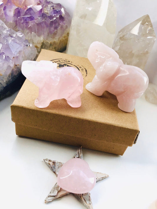 Rose Quartz Crystal Elephant