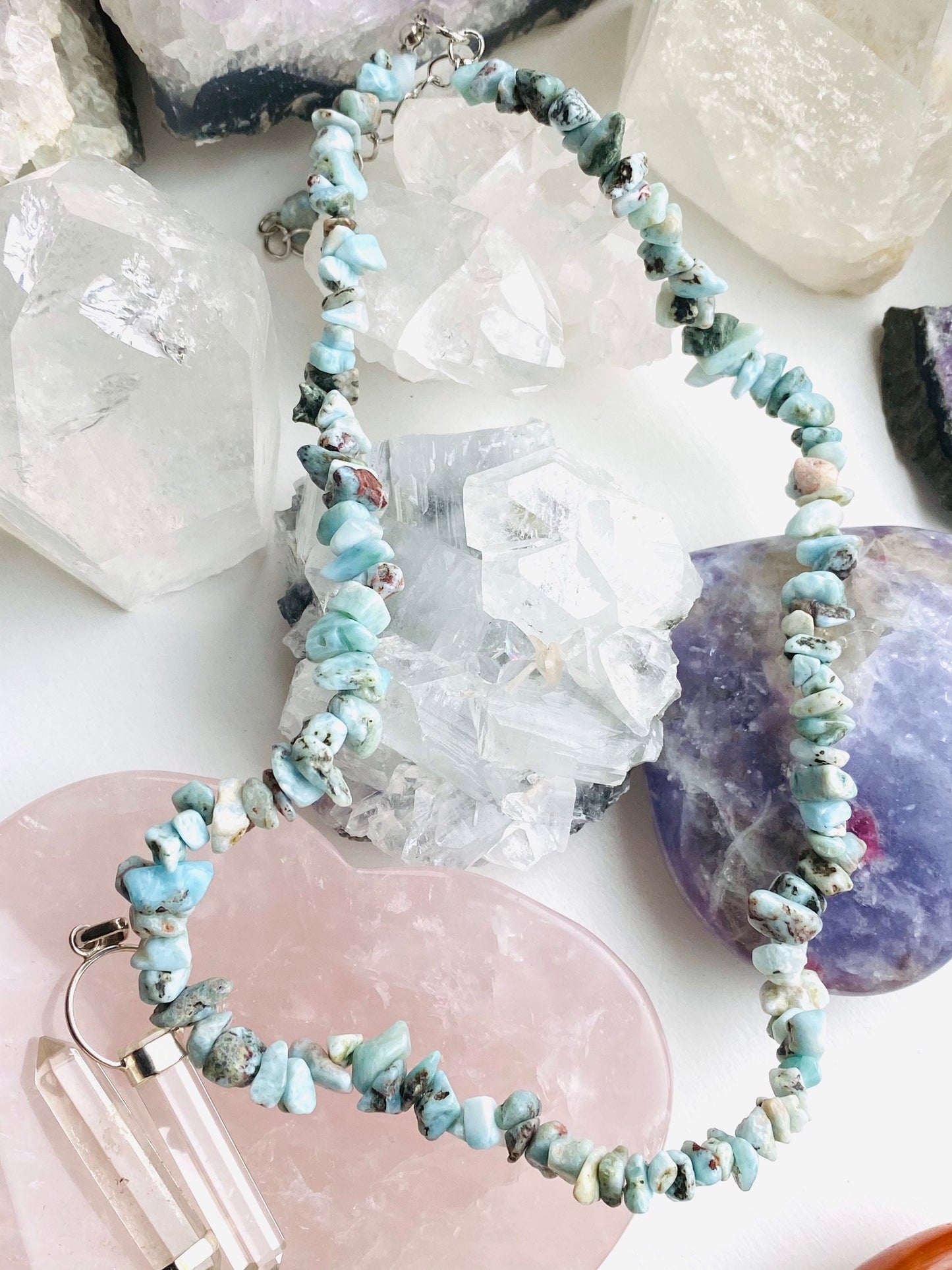 Larimar Crystal Necklace 18? - Larimar Crystal Chip Necklace
