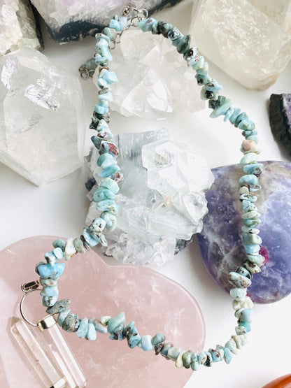 Larimar Crystal Necklace 18? - Larimar Crystal Chip Necklace