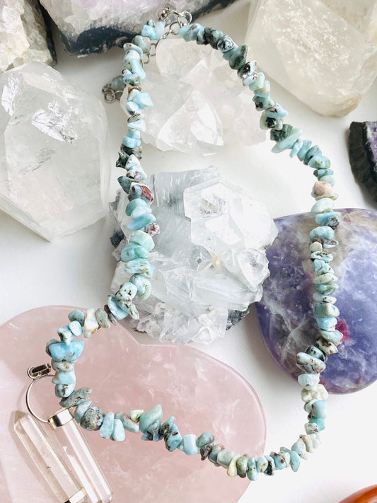 Larimar Crystal Necklace 18? - Larimar Crystal Chip Necklace