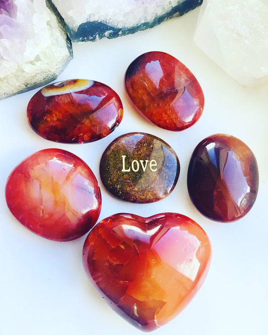 Carnelian Crystal Palmstone - Carnelian Pebbles