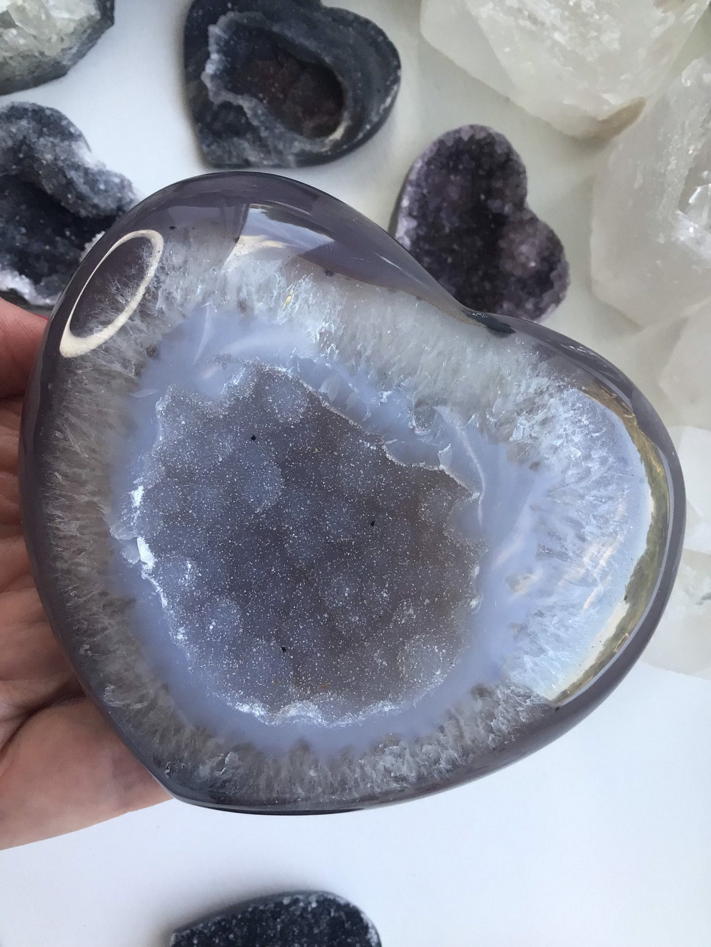 Amethyst Heart Crystal Druzy Polished Heart