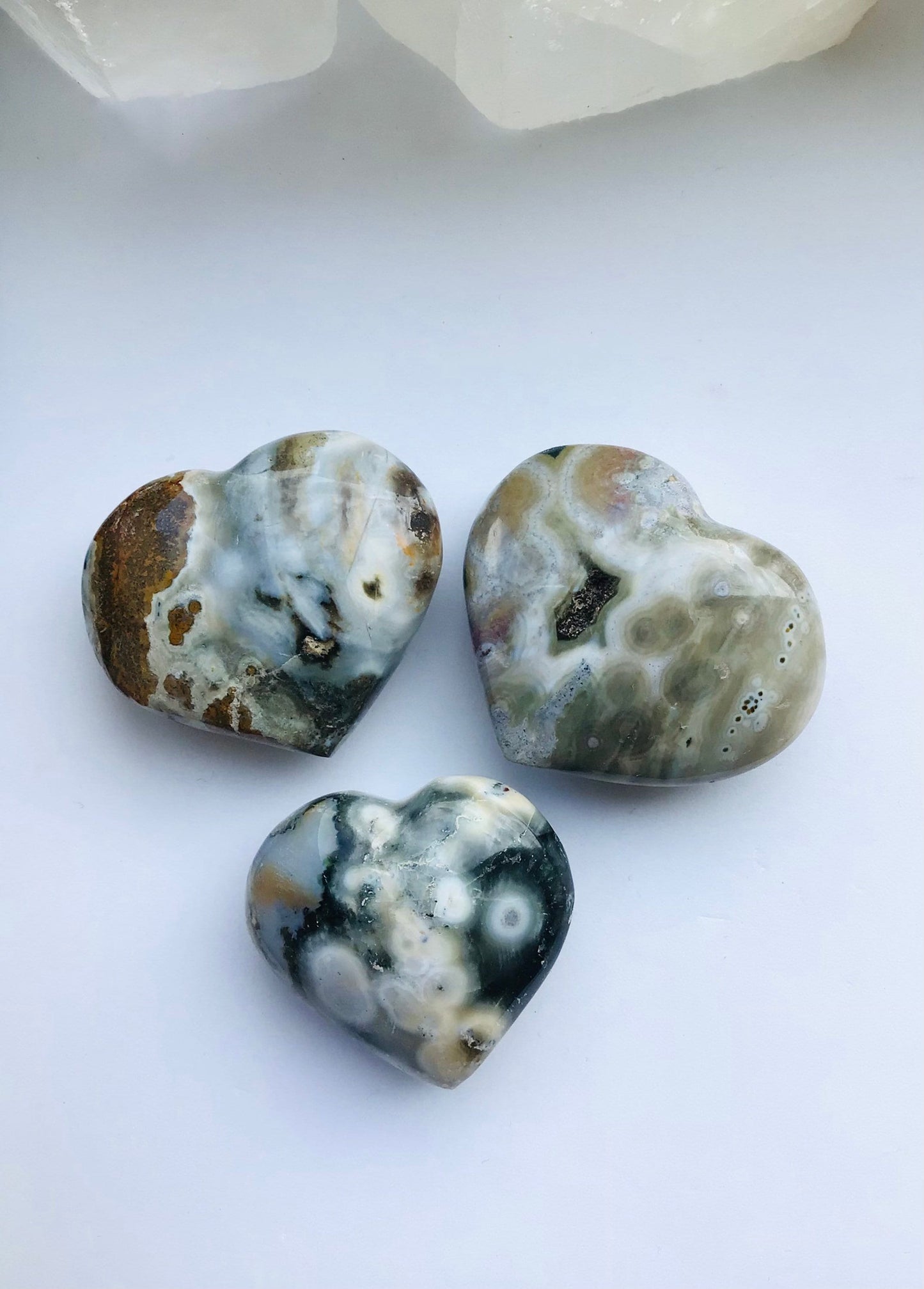 Ocean Jasper Crystal Heart Hand Carved Rare - Ocean Jasper Puff  Heart