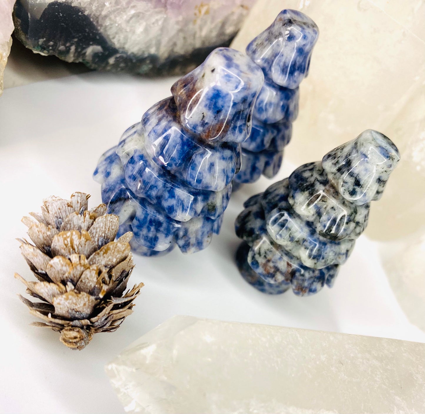 Sodalite Tree Crystal - Grounding Tree Handcarved - Sodalite Crystal Christmas Tree