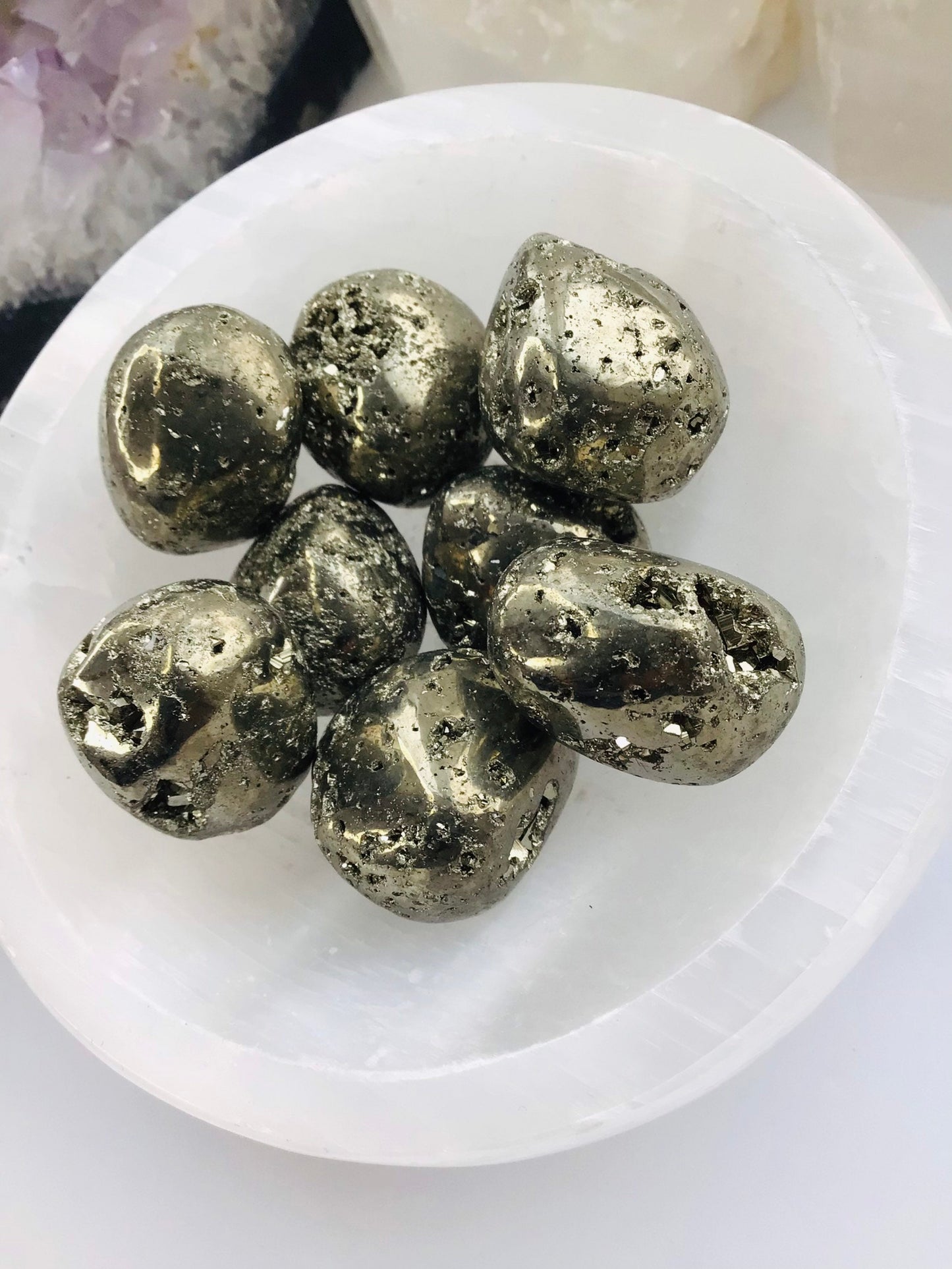 Pyrite Tumbled Stone Crystal  -A Grade Pyrite Fools Gold Crystal