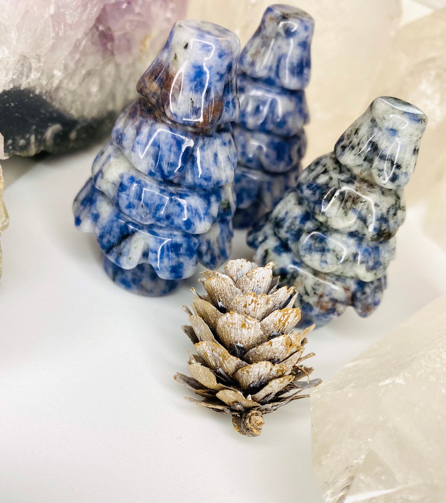 Sodalite Tree Crystal - Grounding Tree Handcarved - Sodalite Crystal Christmas Tree